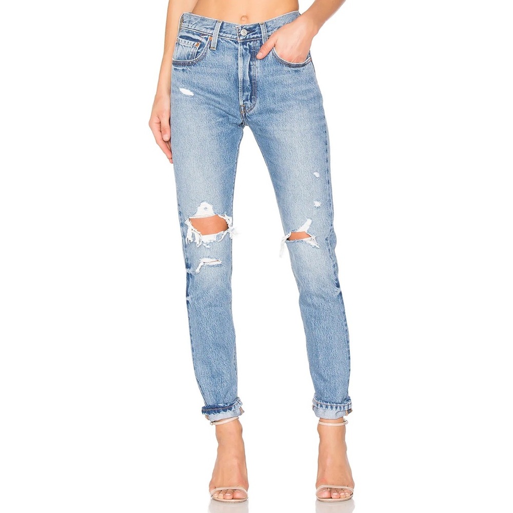 Levi's | 501 Skinny Distressed‎ Premium Denim In Old Hangouts Wash Size 30
